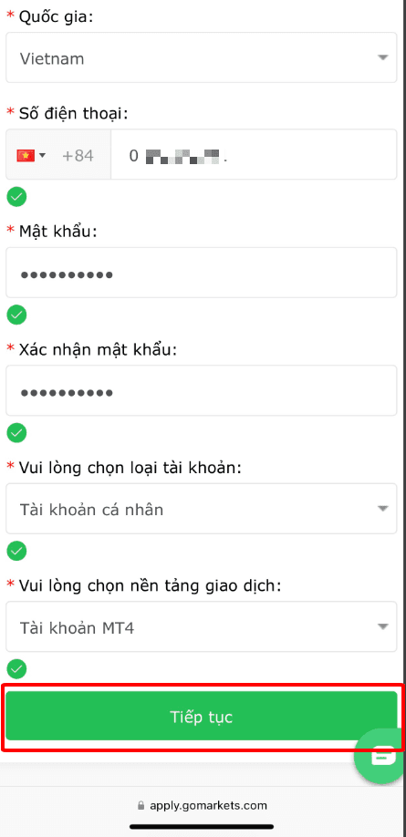 Điền thông tin cá nhân
