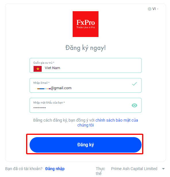 Đăng ký tài khoản Hướng dẫn mở tài khoản FxPro chi tiết trên máy tính