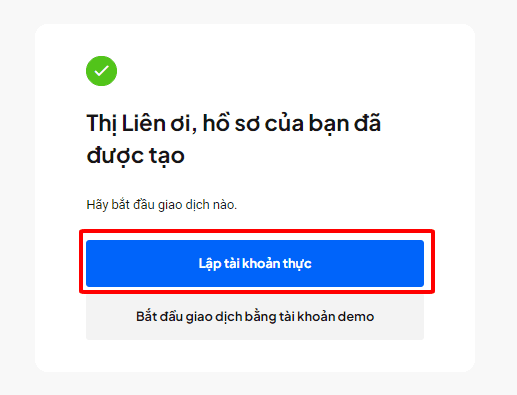 Lập tài khoản thực