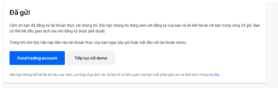 Chờ xác minh Hướng dẫn mở tài khoản Pepperstone