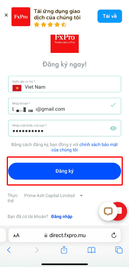 Đăng kí tài khoản