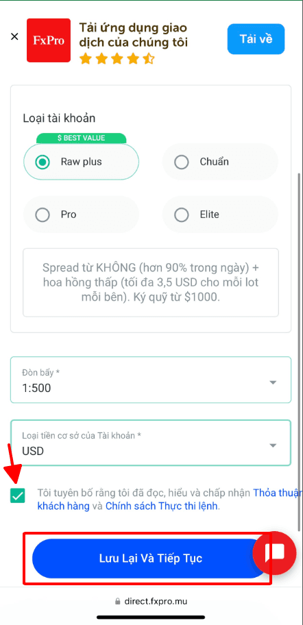 Cài đặt tài khoản giao dịch
