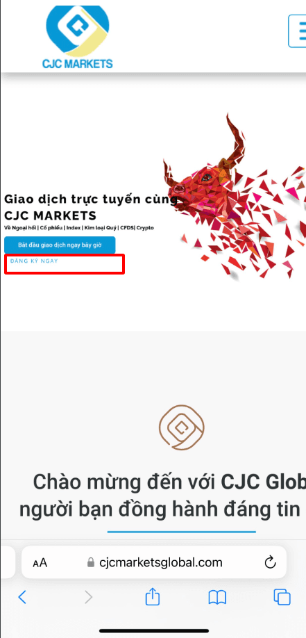 Hướng dẫn mở tài khoản CJC Markets chi tiết trên điện thoại