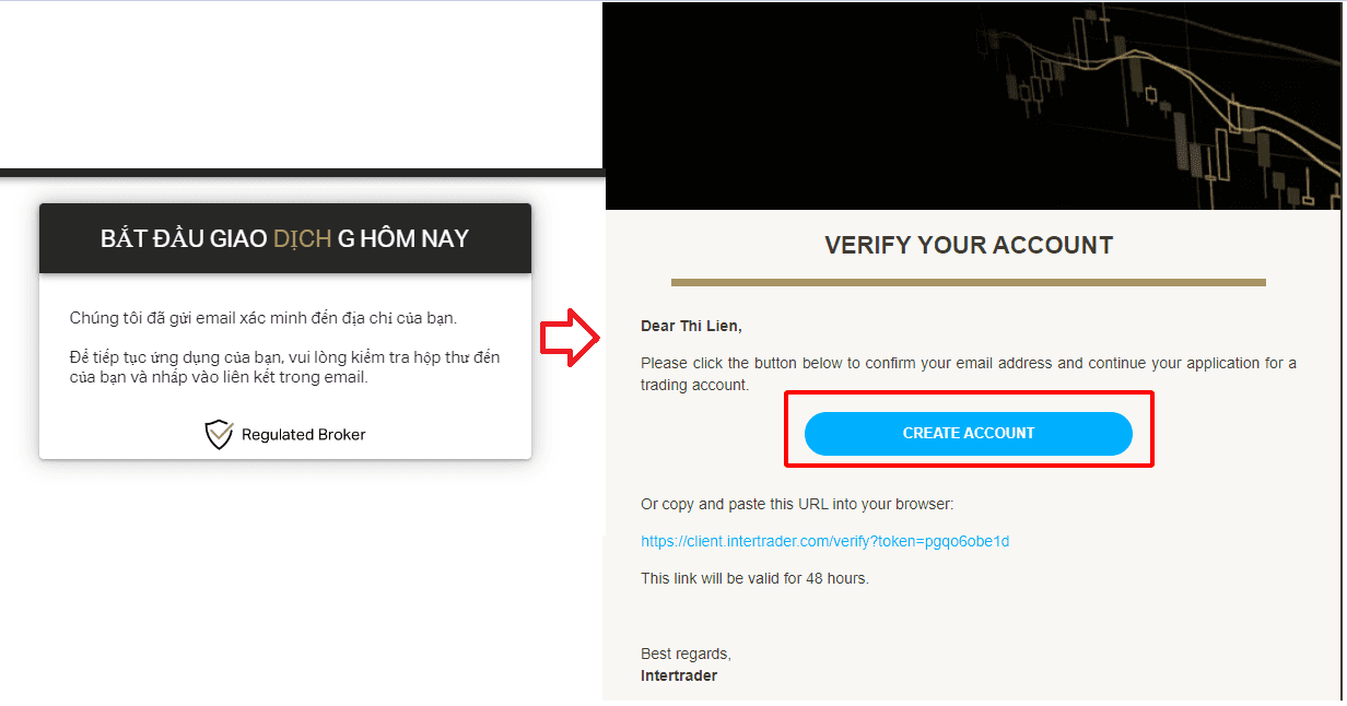Kiểm tra Email để đăng nhập tài khoản
Hướng dẫn mở tài khoản InterTrader chi tiết trên máy tính