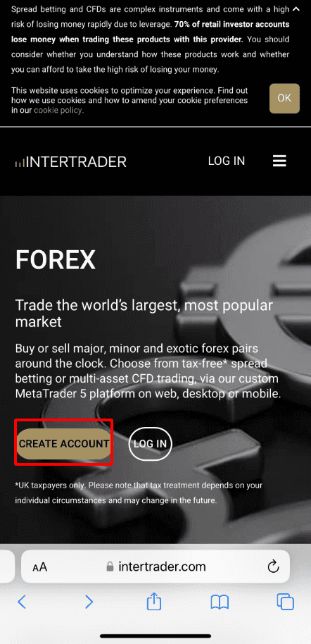 Hướng dẫn mở tài khoản InterTrader chi tiết trên điện thoại