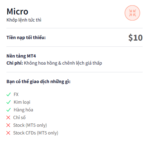 Tài khoản Micro sàn FXTM