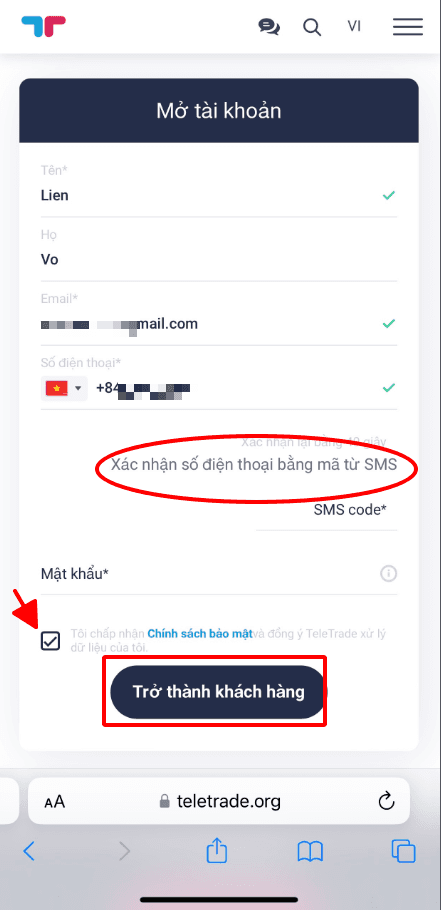 Hướng dẫn mở tài khoản TeleTrade chi tiết trên điện thoại