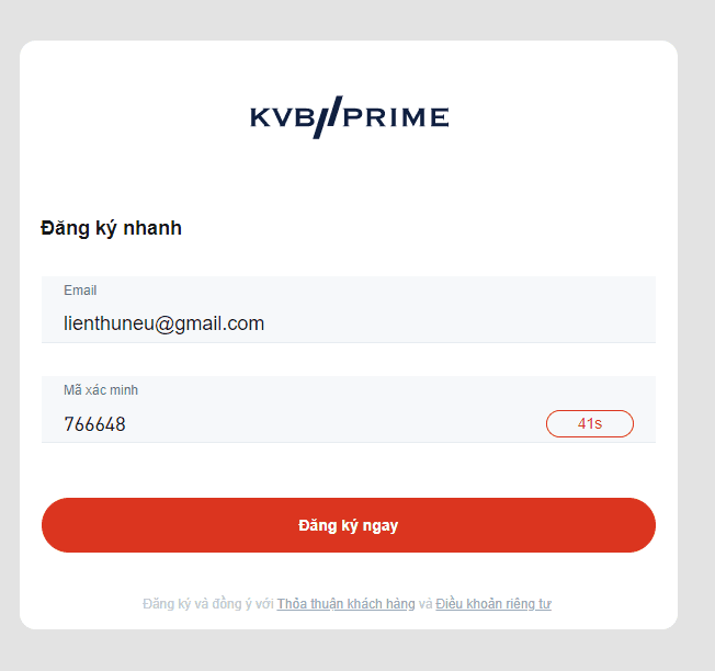 Đăng ký nhanh Hướng dẫn mở tài khoản KVB Prime chi tiết trên máy tính