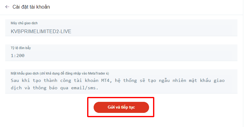 Cài đặt nền tảng giao dịch
