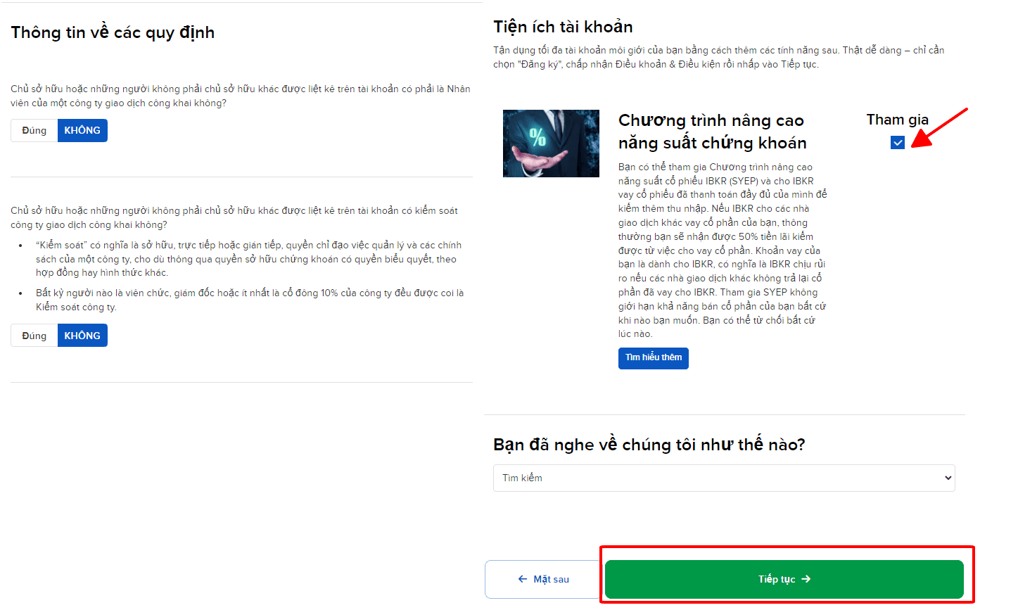 Hướng dẫn mở tài khoản Interactive Brokers chi tiết trên máy tính