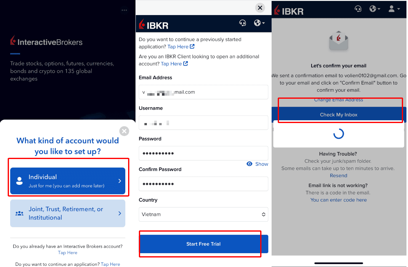 Đăng ký thông tin và xác thực email