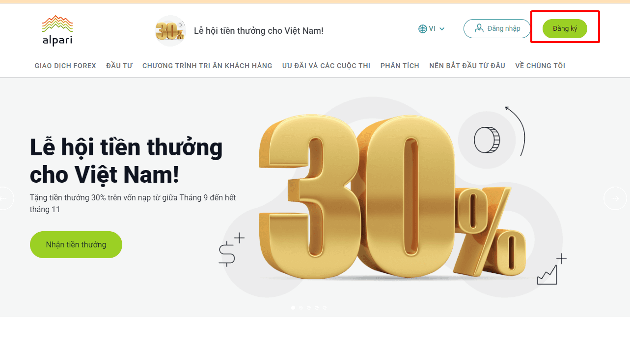 Hướng dẫn mở tài khoản Alpari chi tiết trên máy tính