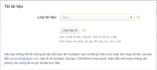 Tải hồ sơ xác minh