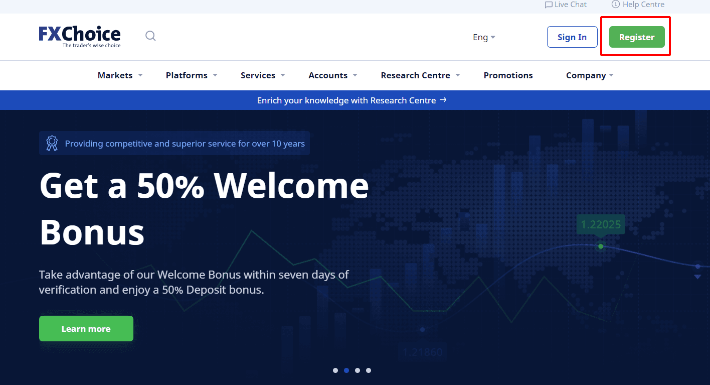 Hướng dẫn mở tài khoản FXChoice chi tiết trên máy tính