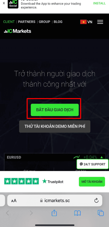 Hướng dẫn mở tài khoản ICMarkets chi tiết trên điện thoại