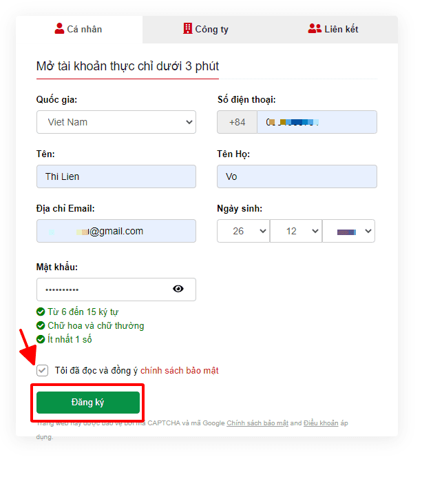 Đăng ký nhanh Hướng dẫn mở tài khoản HotForex chi tiết trên máy tính