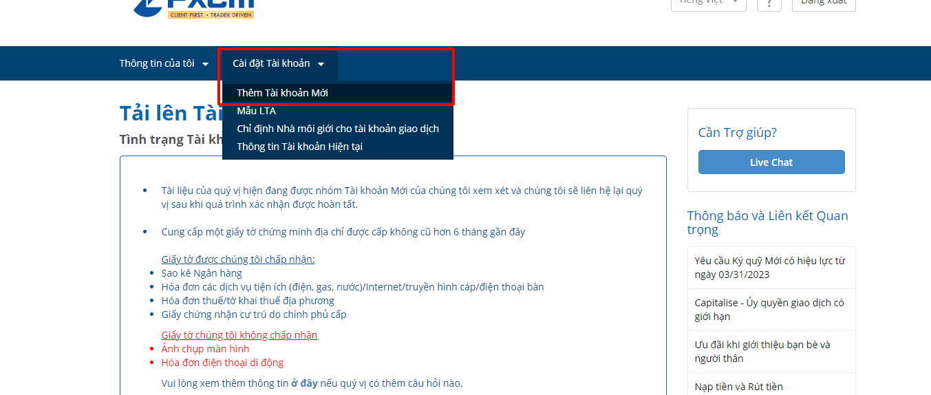 Hướng dẫn mở tài khoản giao dịch mới FXCM