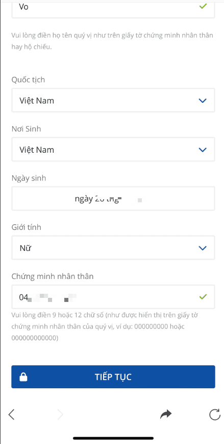 Bổ sung thông tin cá nhân