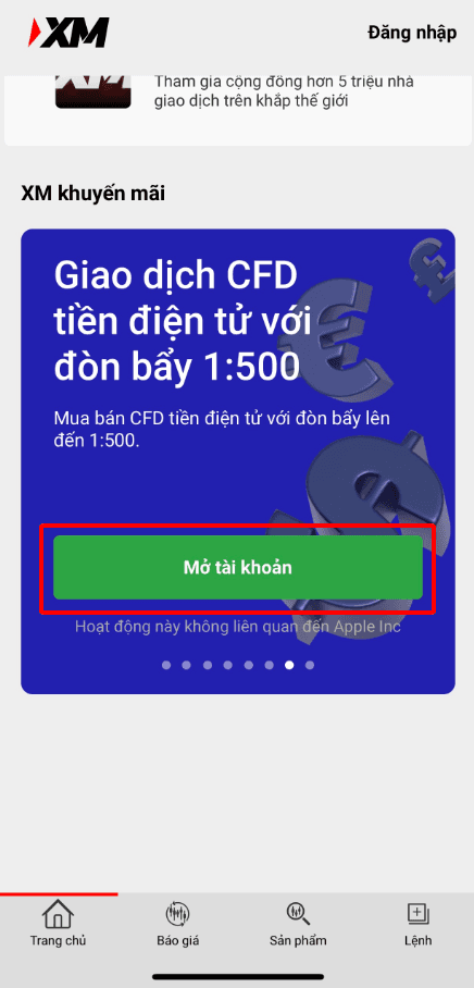 Hướng dẫn mở tài khoản XM chi tiết trên điện thoại