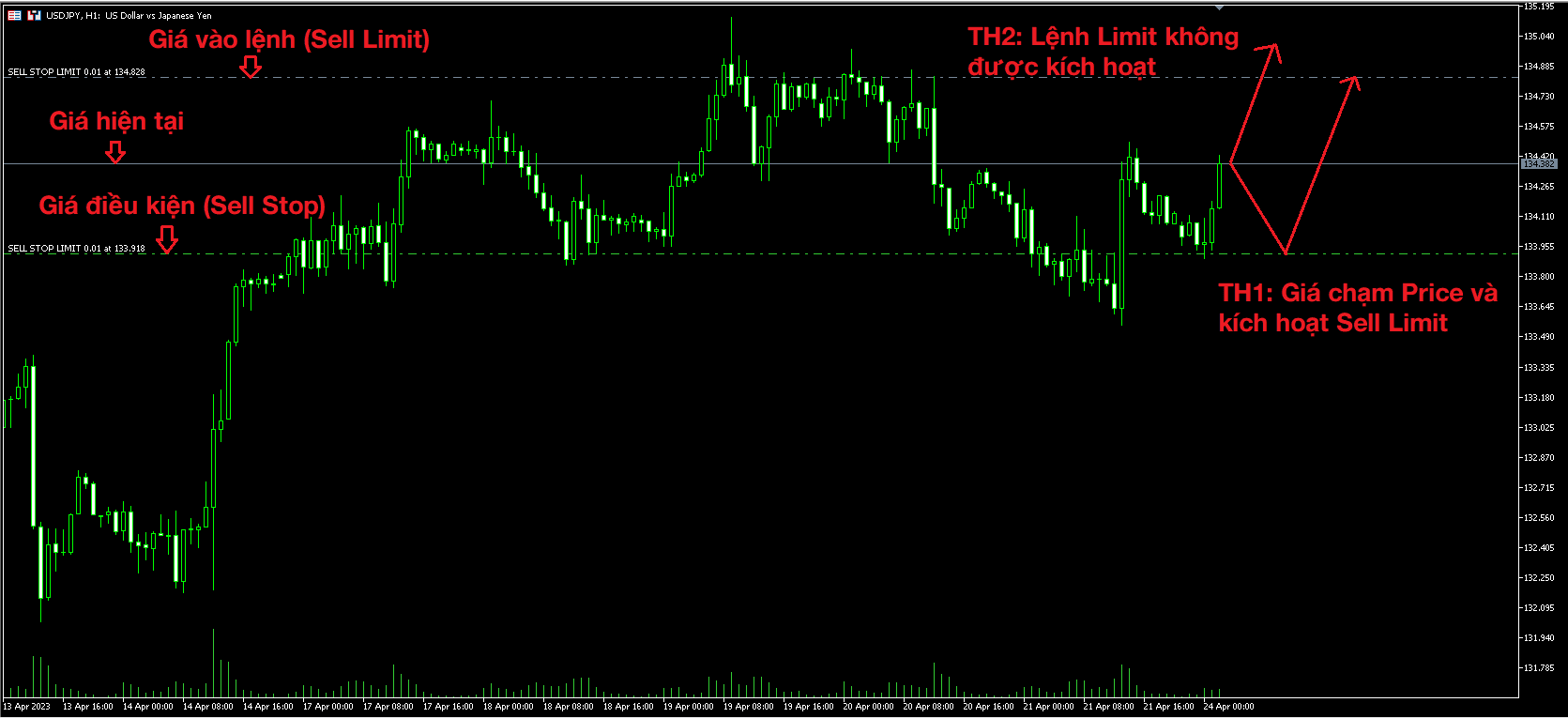 Ví dụ về lệnh Sell Stop Limit