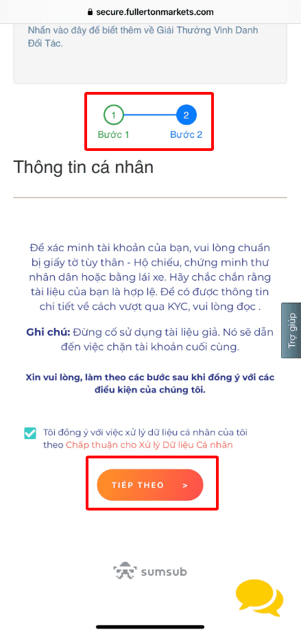 Bổ sung thông tin - Hướng dẫn mở tài khoản Fullerton Markets