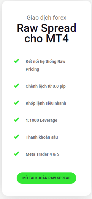 Các loại tài khoản ICMarkets - Tài khoản Raw Spread cho MT4
