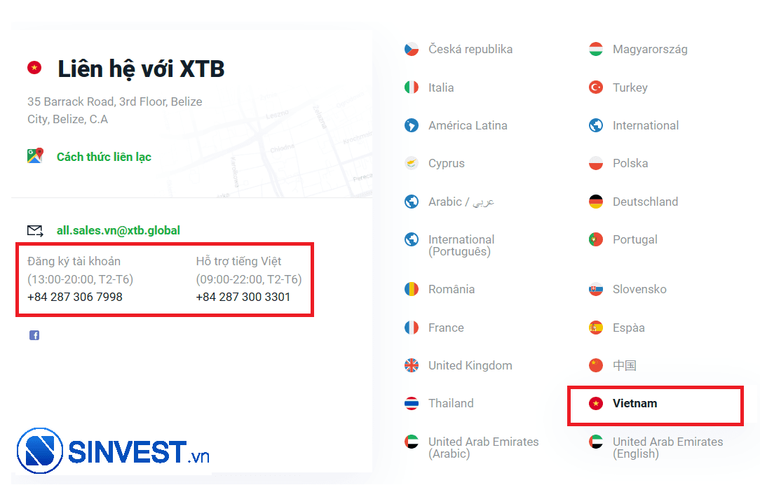 Liên hệ sàn XTB qua điện thoại