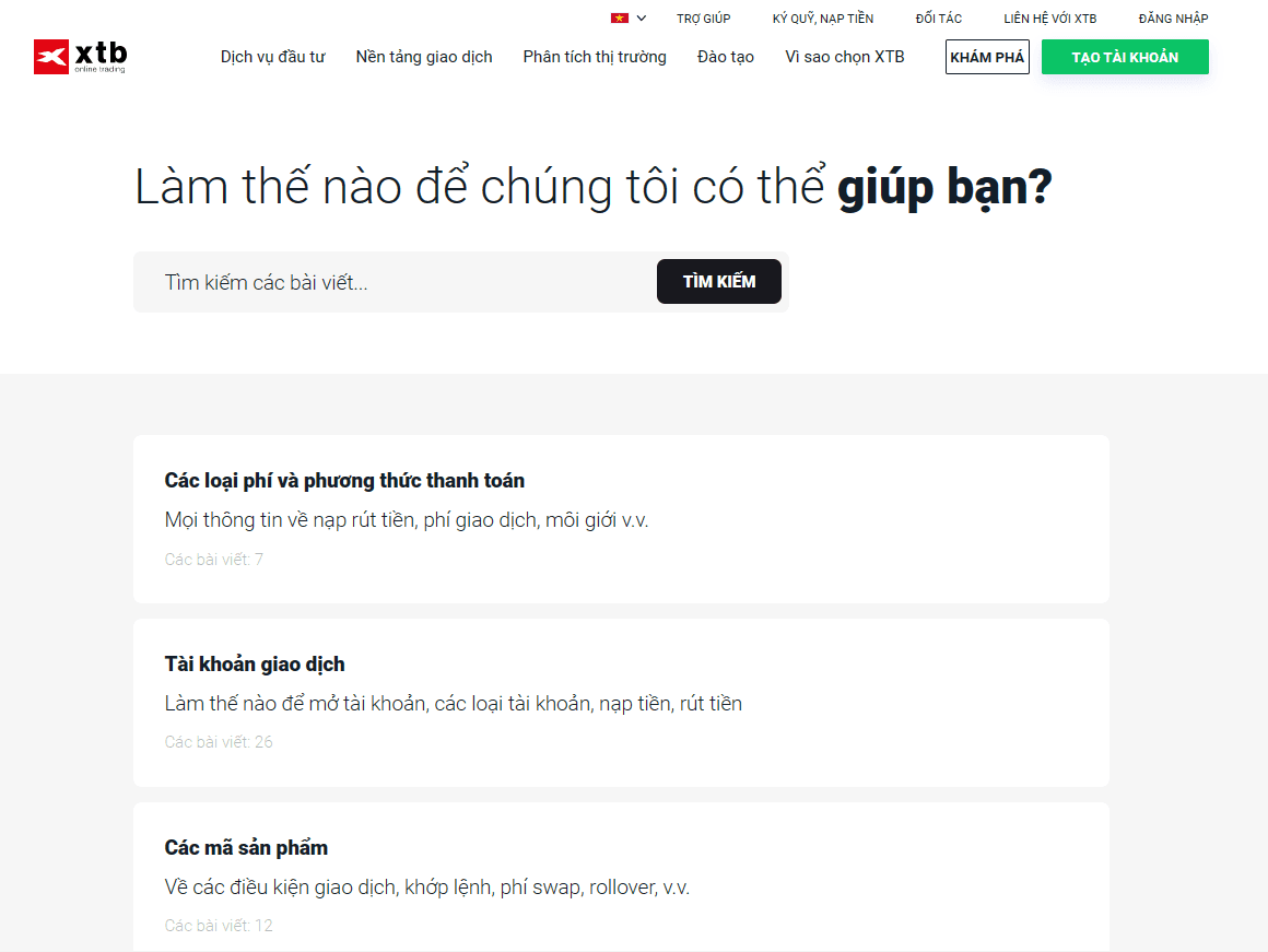 Trung tâm hỗ trợ sàn XTB