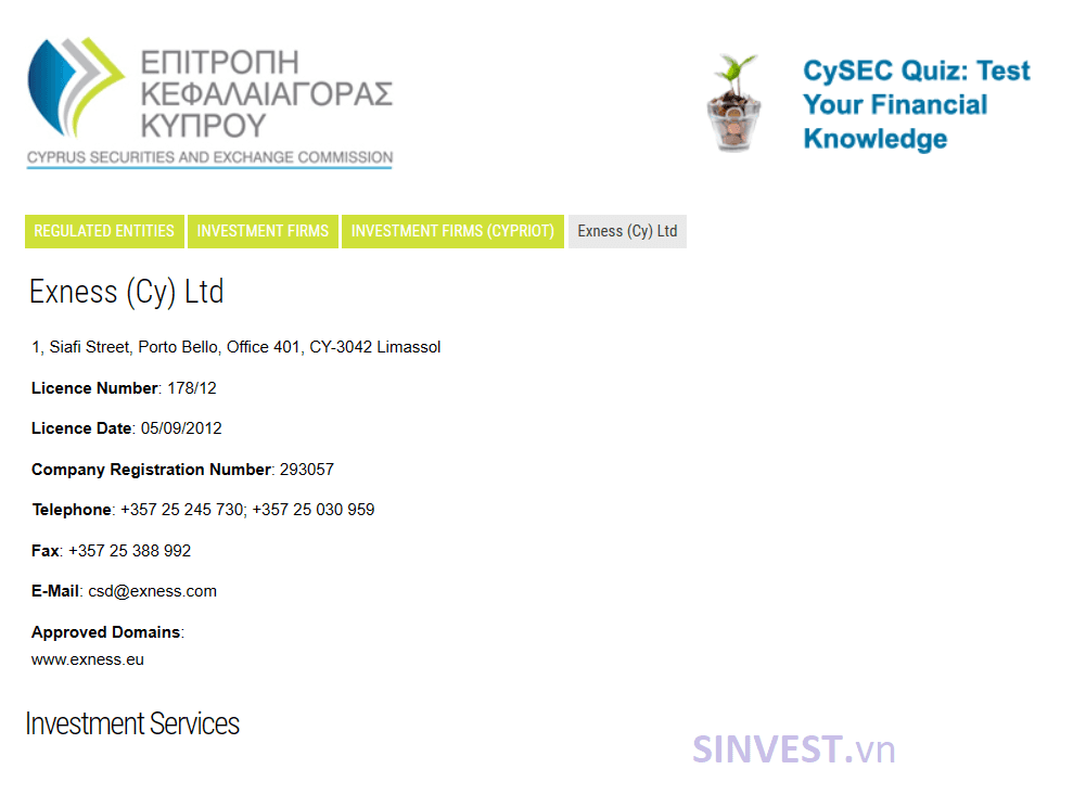 Kiểm tra giấy phép CySEC