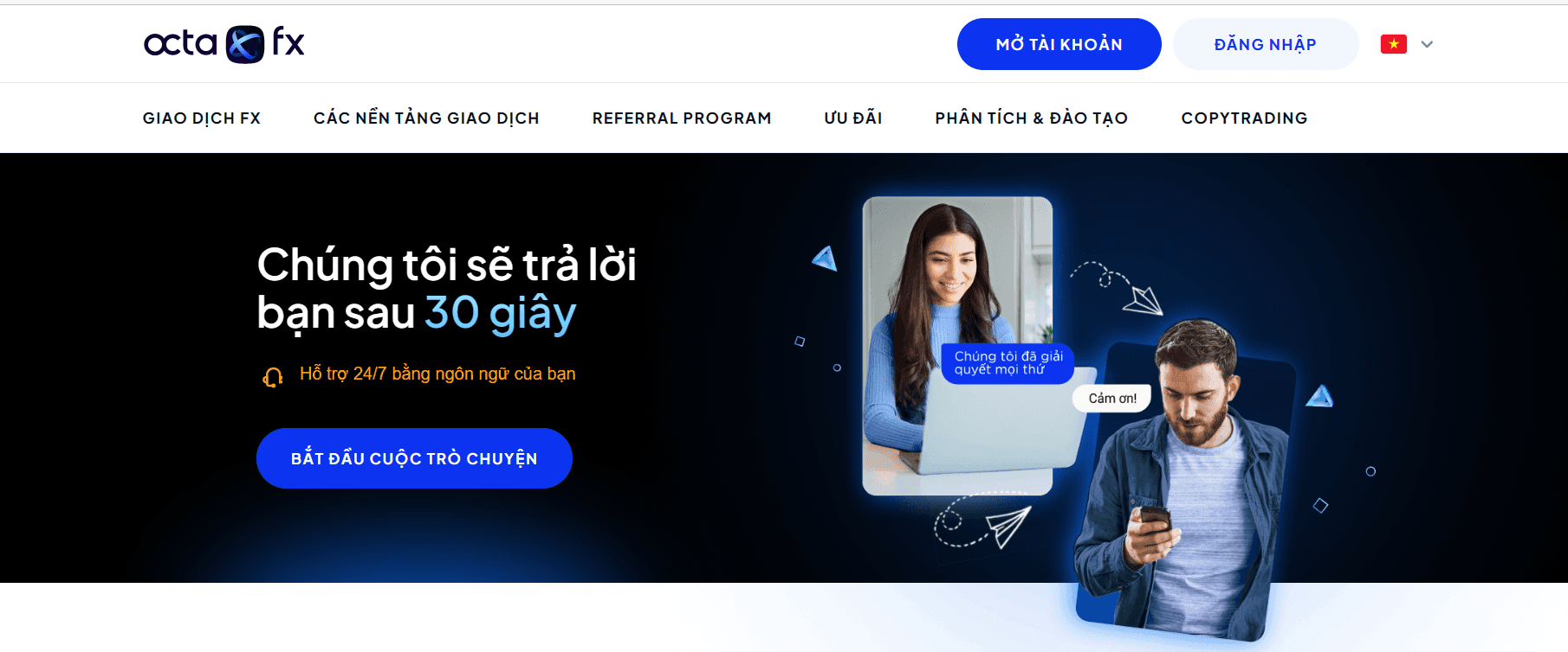 Dịch vụ chăm sóc khách hàng sàn OctaFX