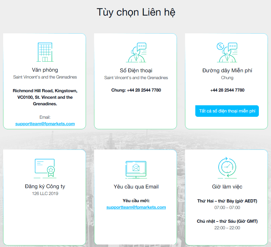 Tùy chọn liên hệ chăm sóc khách hàng
