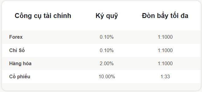 Thông tin về tỷ lệ Đòn bẩy