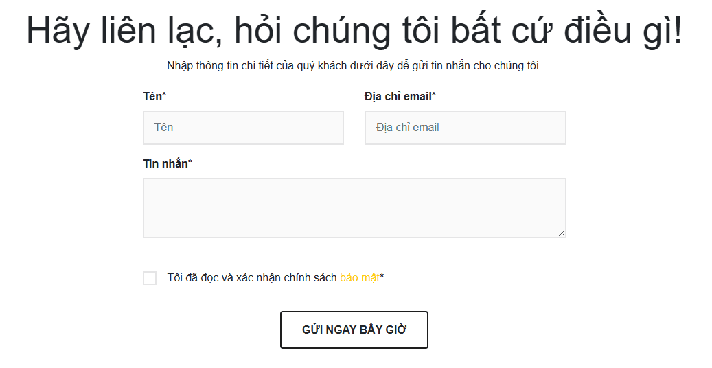 Biểu mẫu liên hệ sàn INFINOX