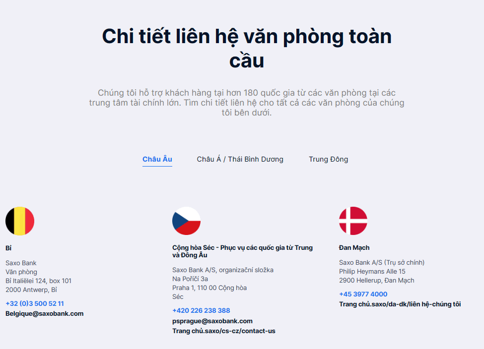 Liên hệ sàn Saxo Bank